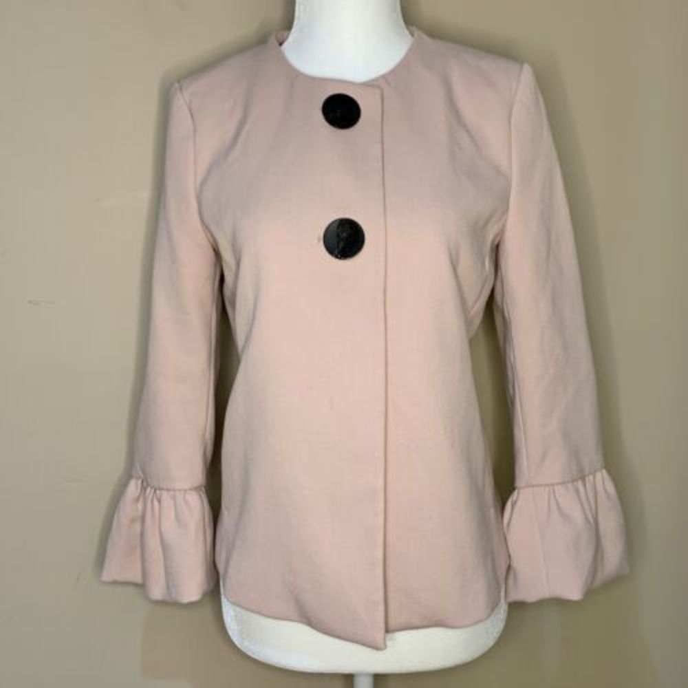 Zara Blazer 2-Button Bell Sleeve Coat Nude Pink Women’s Small Overcoat Button Up - Picture 1 of 14